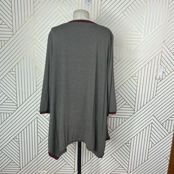 Alembika Tunic Top Blouse 3/4 Sleeve Striped Pullover Black Tan Size 2 US 8‎ 10 - Picture 8 of 12